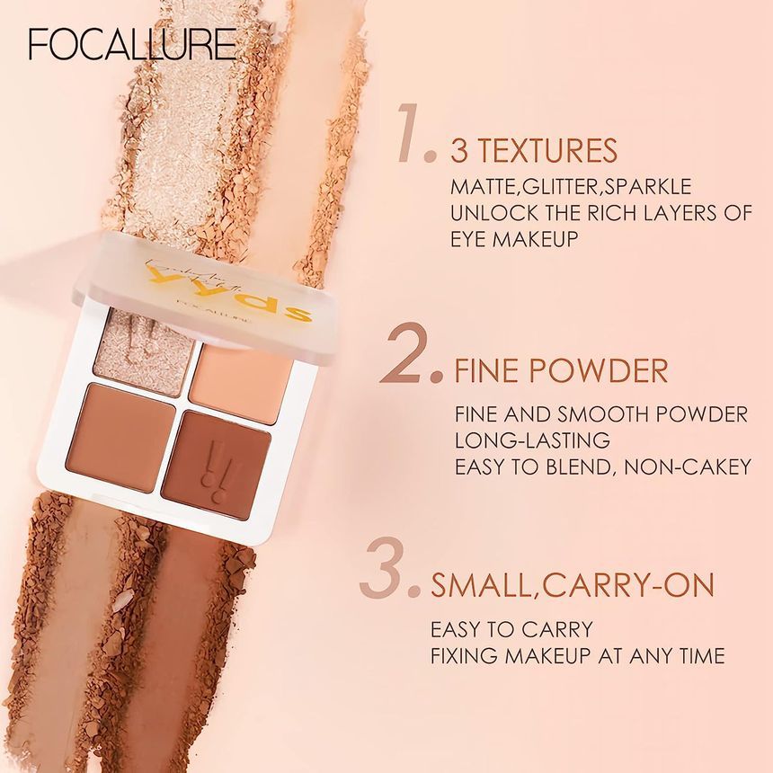FOCALLURE - Four Colors Eyeshadow- Mocha, #03 yysy Mocha, 63 g, 6974908116689