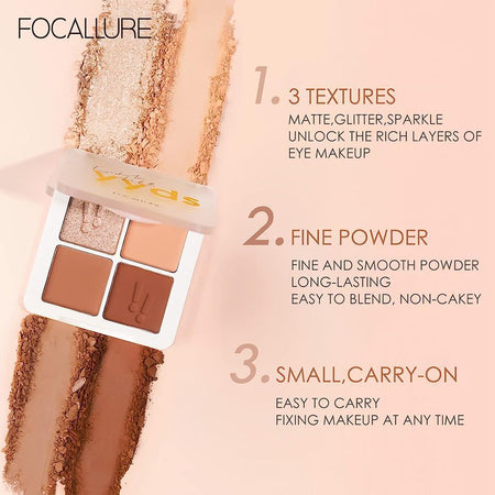 FOCALLURE - Four Colors Eyeshadow- Mocha, #03 yysy Mocha, 63 g, 6974908116689