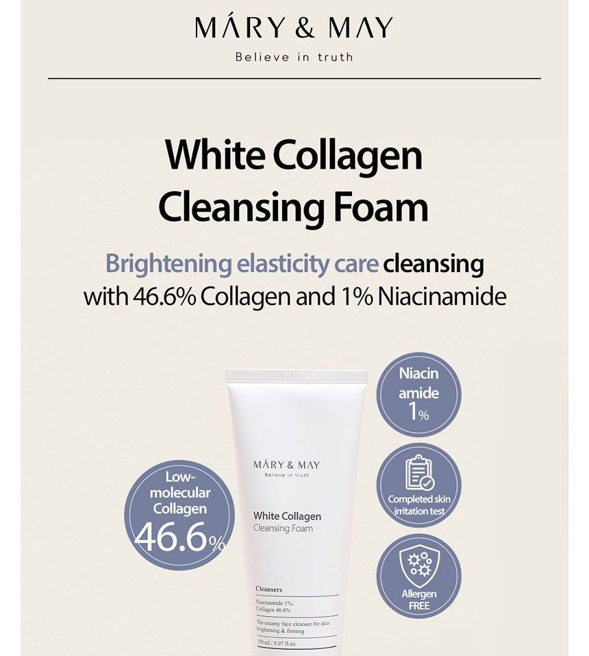 Mary&May - White Collagen Cleansing Foam Duo Twin Pack, 2 pcs, 392 g, 8809670682248