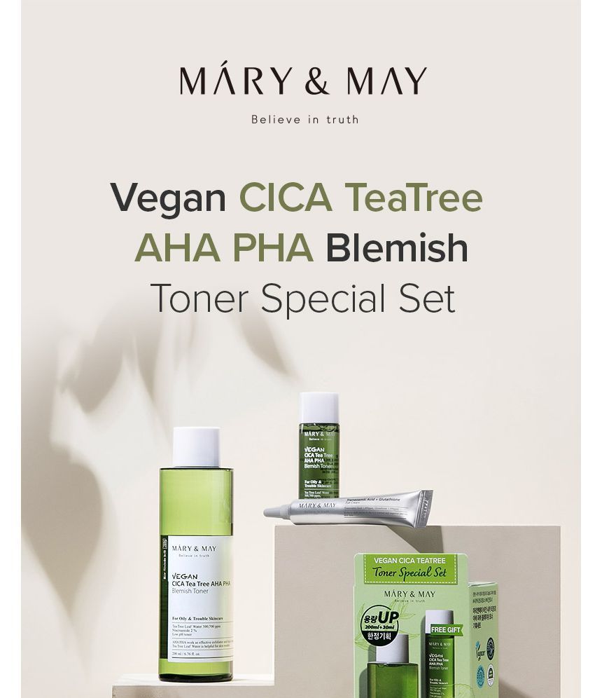 Mary&May - Vegan Cica Tea Tree Toner Special Set, 3 pcs, 358 g, 8809670682231