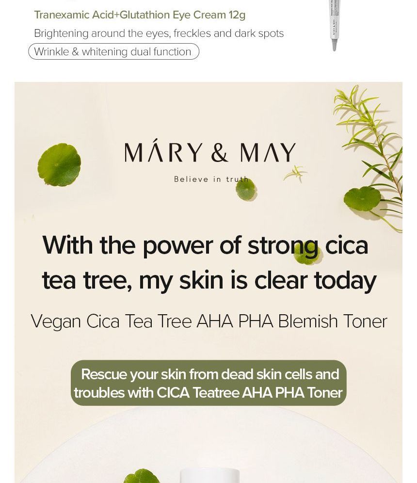 Mary&May - Vegan Cica Tea Tree Toner Special Set, 3 pcs, 358 g, 8809670682231