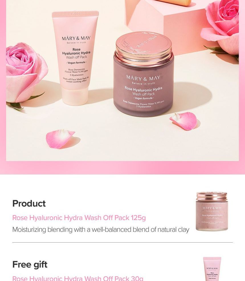 Mary&May - Vegan Rose Hyaluronic Mask Special Set, 3 pcs, 366 g, 8809670682194