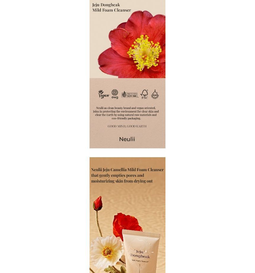 Neulii - Jeju Dongbeak Mild Foam Cleanser, 120g, 157 g, 8809629310284