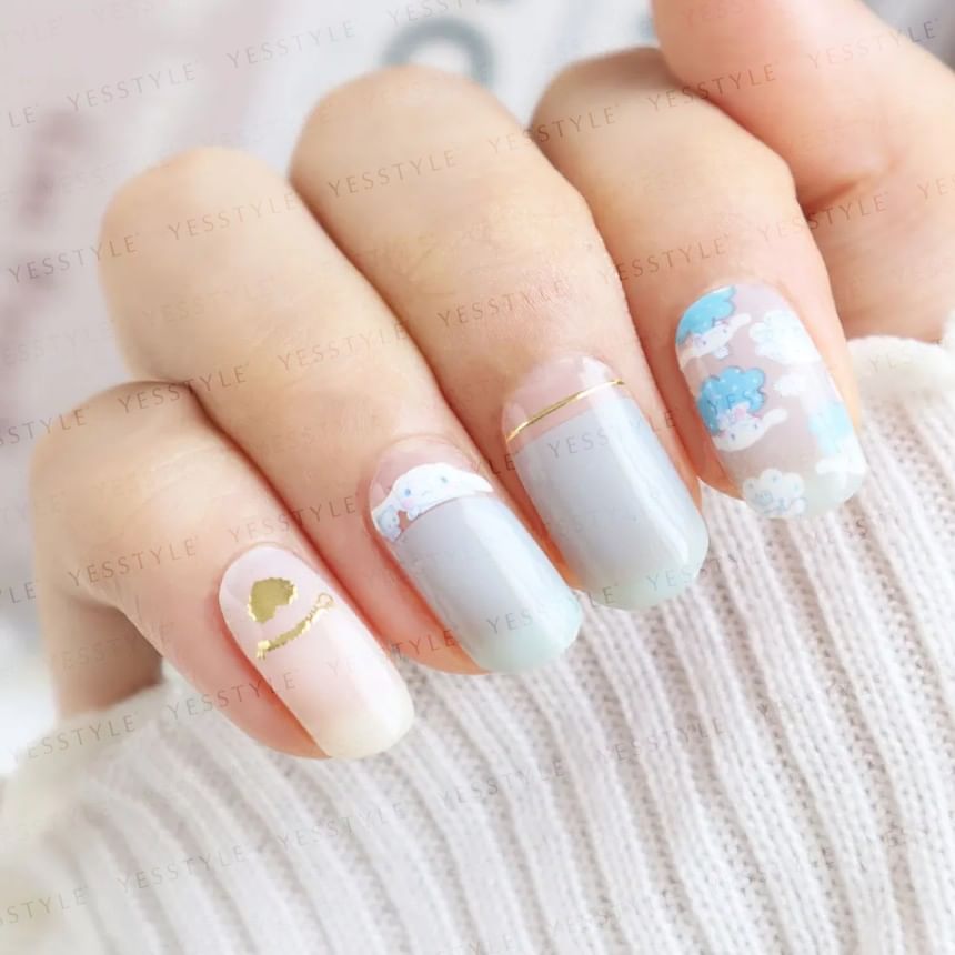 Lunacaca - Sanrio Cinnamoroll Fluffly Cloud Nail Art Stickers, 24 pcs, 50 g, 4892023003014