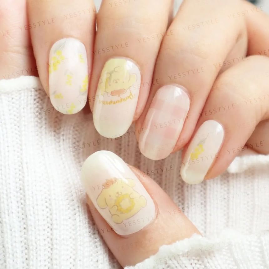 Lunacaca - Sanrio Pomopmpurin Flower Wreath Nail Art Stickers, 24 pcs, 50 g, 4892023003003