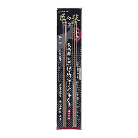 Green Bell - Natural Coal Bamboo Slim Earpick, 2 pcs, 30 g, 4972525533171