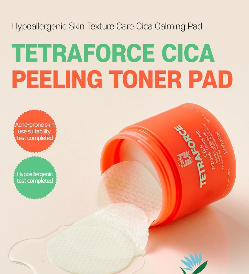 ElishaCoy - Tetraforce Cica Peeling Toner Pad, 60 pads, 278 g, 