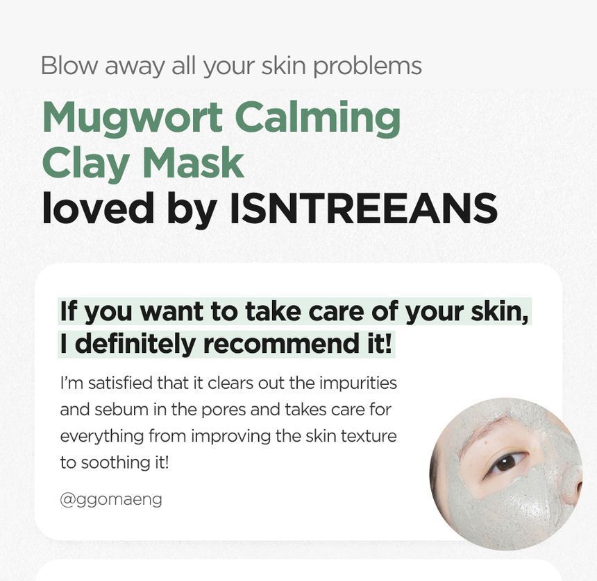 Isntree - Mugwort Calming Clay Mask Mini, 20ml, 31 g, 8809800940378