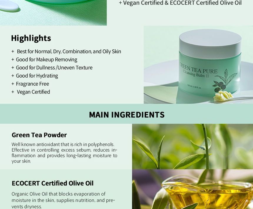 YADAH - Green Tea Pure Cleansing Balm II, 100ml, 250 g, 8809340385165
