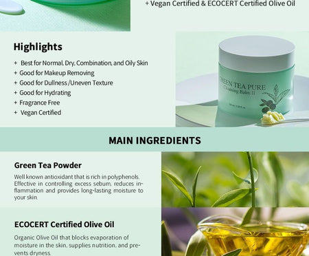 YADAH - Green Tea Pure Cleansing Balm II, 100ml, 250 g, 8809340385165