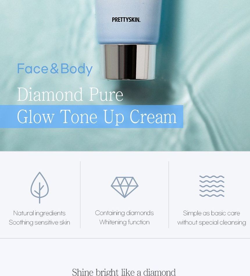 Pretty skin - Diamond Pure Glow Tone-Up Cream, 100ml, 143 g, 8809733211194