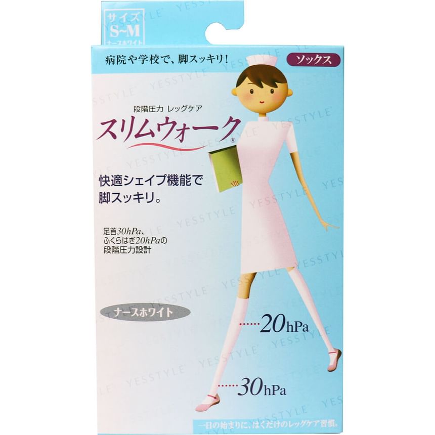 Slim Walk - Nurse White Compression Stockings, 1 pair - White - M-L, 100 g, 4902522642163