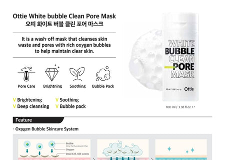 Ottie - White Bubble Clean Pore Mask, 100ml, 250 g, 8809708711087