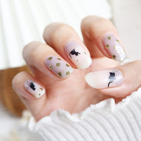 Lunacaca - Midnight Cat Beneath The Sky Nail Art Stickers, 24 pcs, 19 g, 4892023001037