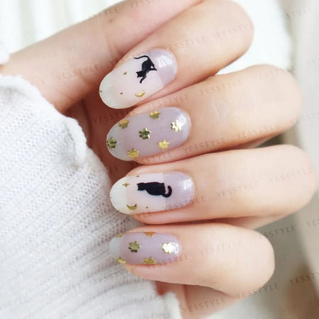 Lunacaca - Midnight Cat Beneath The Sky Nail Art Stickers, 24 pcs, 19 g, 4892023001037
