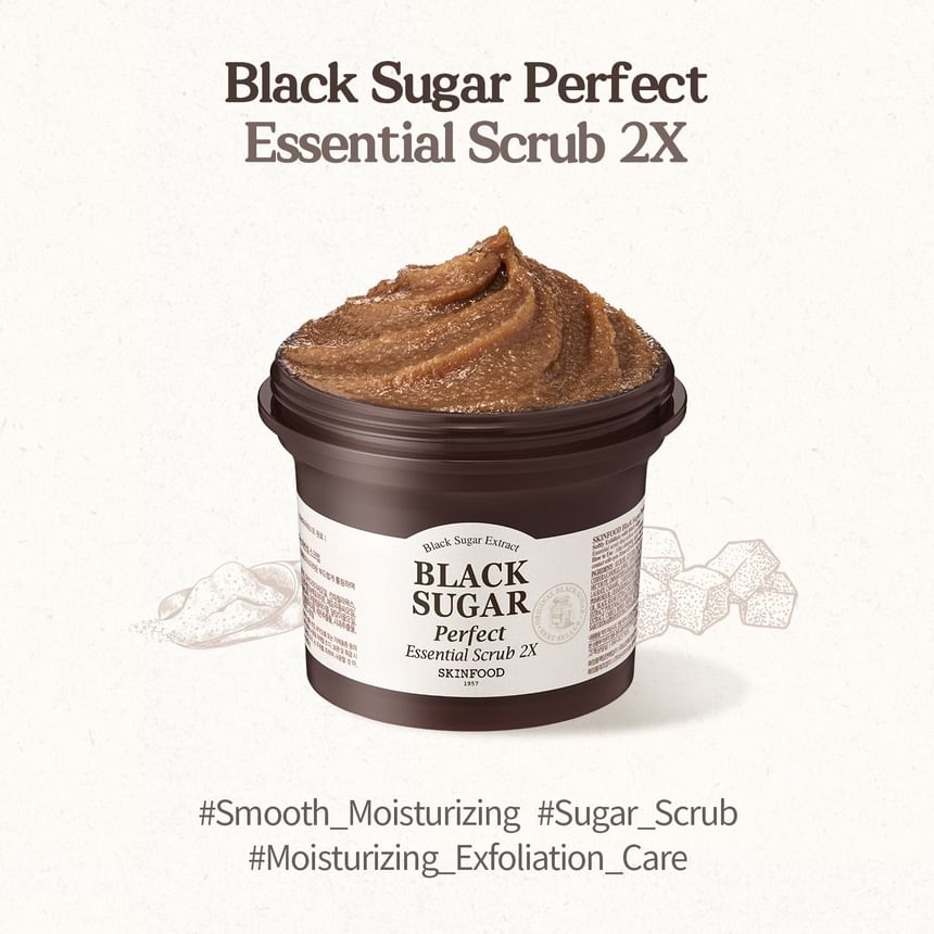 SKINFOOD - Black Sugar Perfect Essential Scrub 2X, 2023 Version - 210g, 264 g, 8809032674621