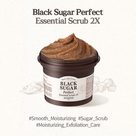 SKINFOOD - Black Sugar Perfect Essential Scrub 2X, 2023 Version - 210g, 264 g, 8809032674621