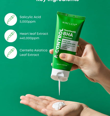 NINELESS - A-Control Heartleaf & BHA Cleanser, 120ml, 300 g, 8809875270110