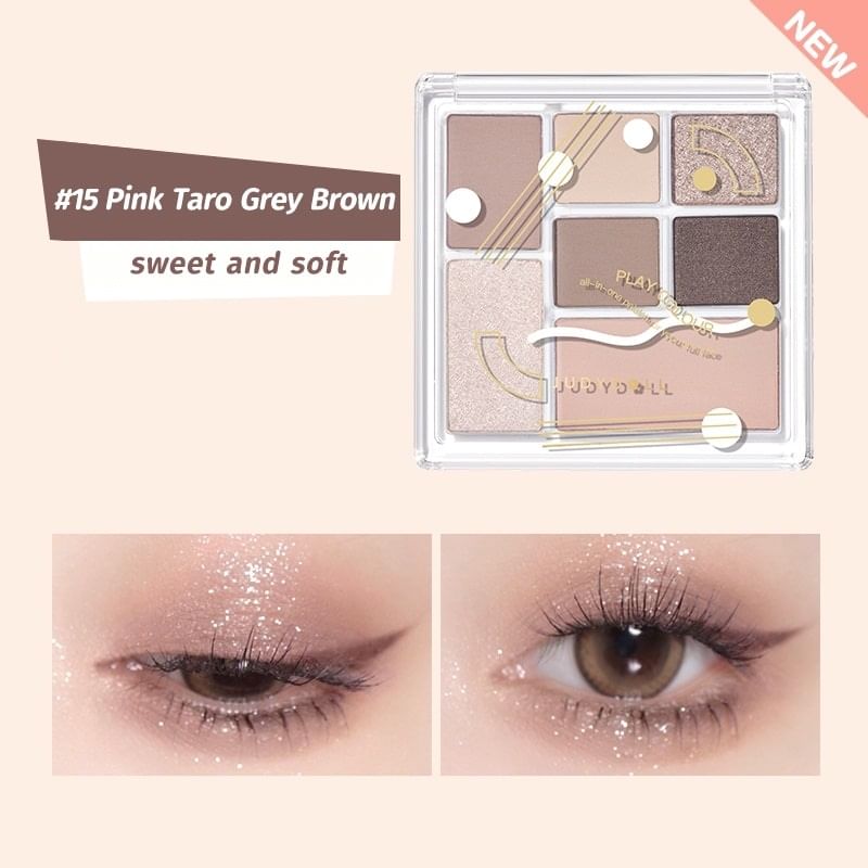 Judydoll - 7 Colors Palette - Pink Taro Grey Brown, #15 Pink Taro Grey Brown - 8.5g, 83 g, 6975242807028