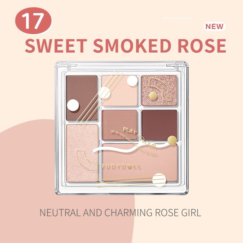 Judydoll - 7 Colors Palette - Sweet Smoked Rose, #17 Sweet Smoked Rose - 8.5g, 84 g, 6975242807066