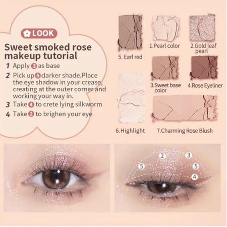Judydoll - 7 Colors Palette - Sweet Smoked Rose, #17 Sweet Smoked Rose - 8.5g, 84 g, 6975242807066