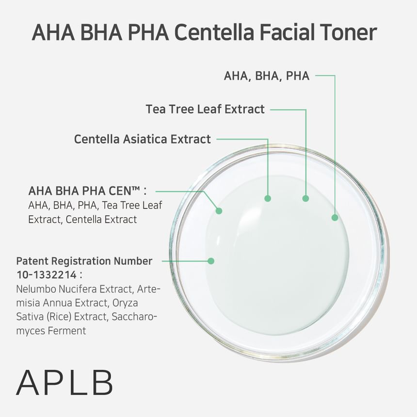 APLB - AHA BHA PHA Centella Facial Toner, 160ml, 215 g, 8809874683256