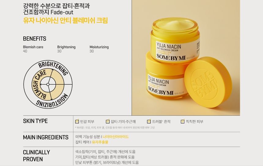 SOME BY MI - Yuja Niacin Anti Blemish Cream, 60g, 137 g, 8809647393085