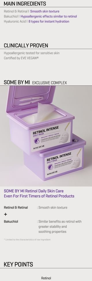 SOME BY MI - Retinol Intense Daily Mask, 30 sheets, 476 g, 8809647393757