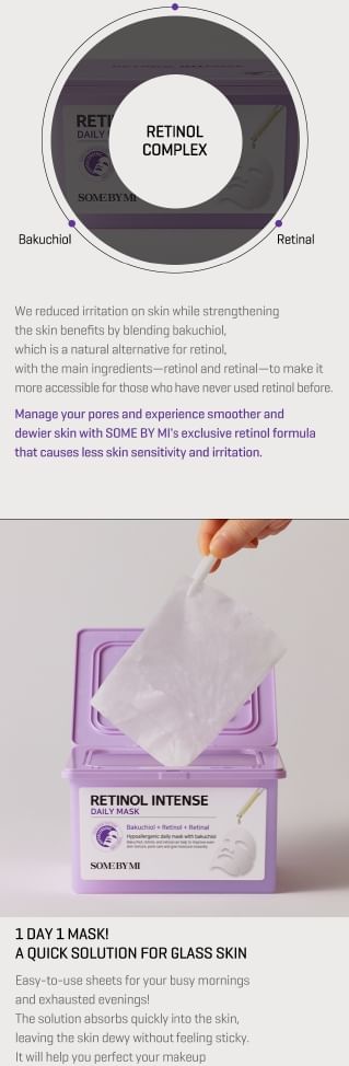 SOME BY MI - Retinol Intense Daily Mask, 30 sheets, 476 g, 8809647393757