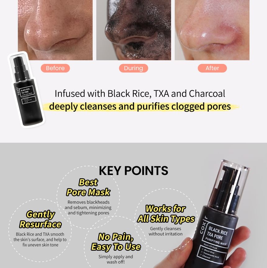 coxir - Black Rice TXA Pore Purifying Mask, 50ml, 86 g, 8809080824894