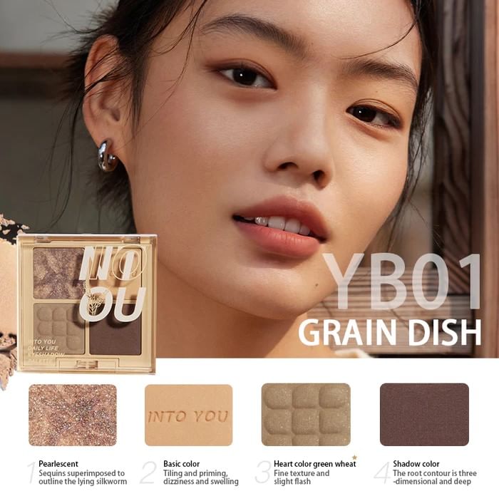 INTO YOU - Daily Life Eyeshadow Palette - Grain, #YB01 Grain Dish - 4g, 63 g, 6973391731560