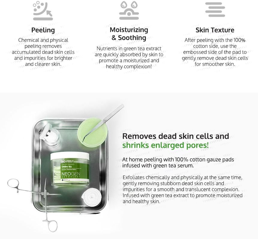 NEOGEN - Dermalogy Bio-Peel Gauze Peeling Green Tea Trial Set, 8 pads, 137 g, 8809653241455