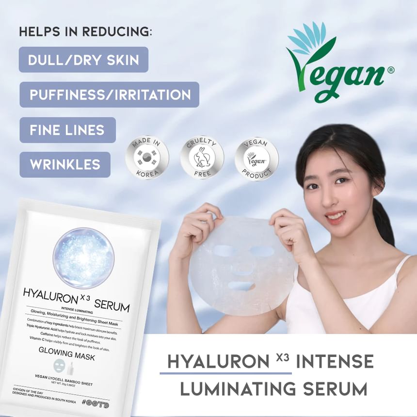 OOTD - Hyaluron X3 Serum Glowing Mask Set, 25g x 10 sheets, 338 g, 8809349812563