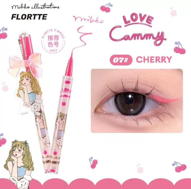 FLORTTE - SUMMER LIQUID EYELINER - 4 Colors, #07 Cherry - 0.5ml, 87 g, 6926309391325