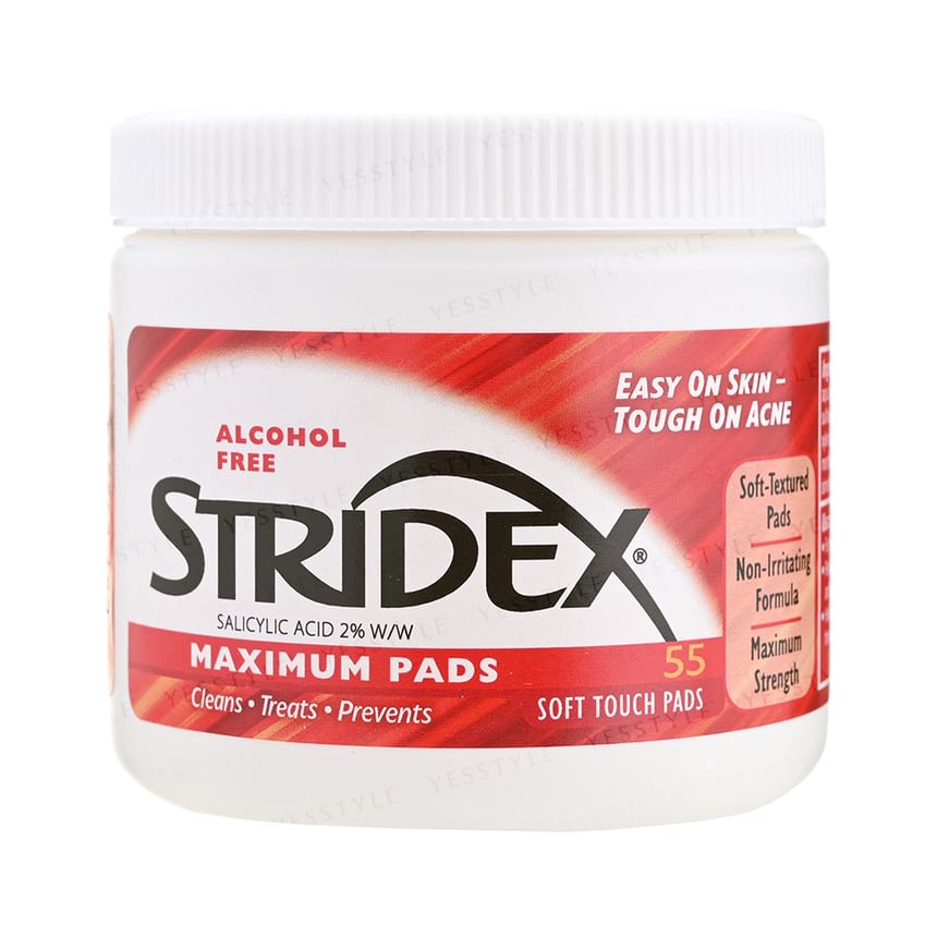 STRIDEX - Maximum 2% Salicylic Acid Soft Touch Pads, 55 pcs, 184 g, 041388009414