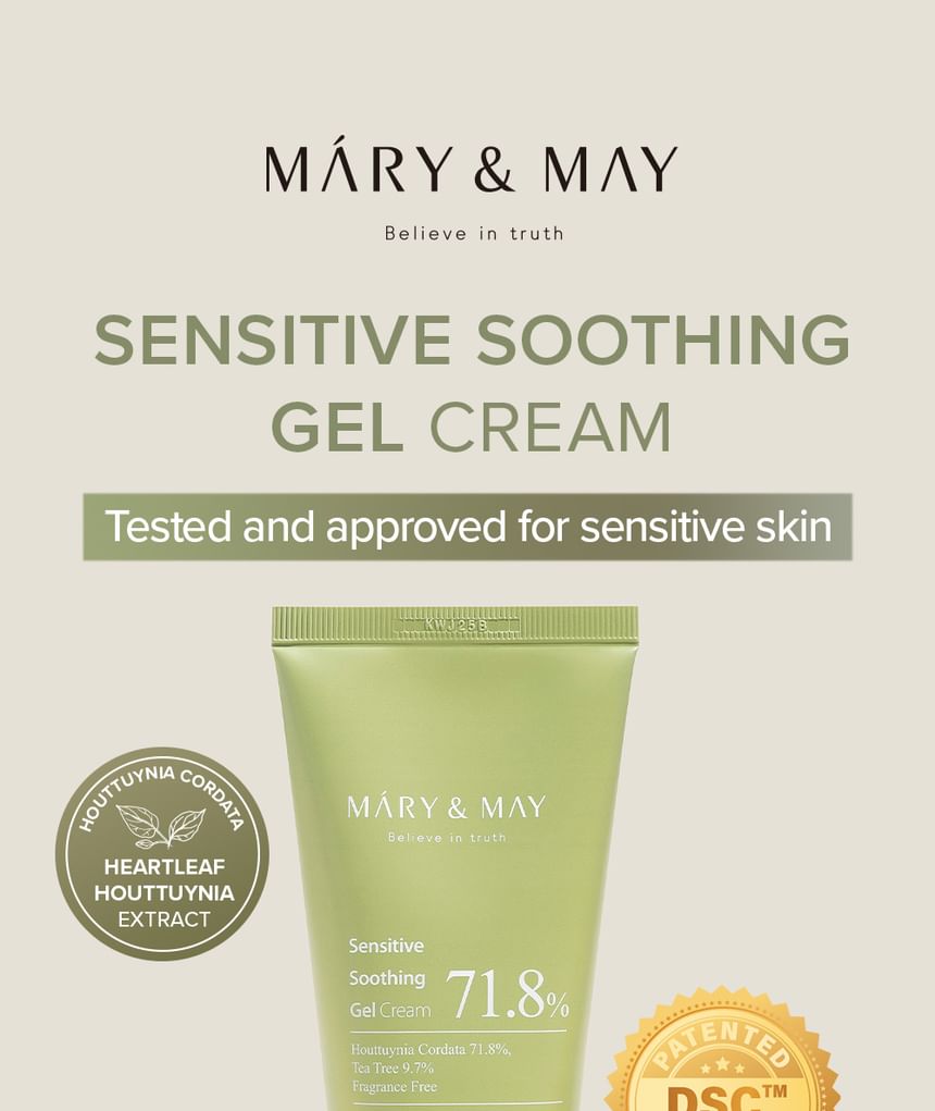 Mary&May - Sensitive Soothing Gel Cream Tube, 100g, 136 g, 8809670682576