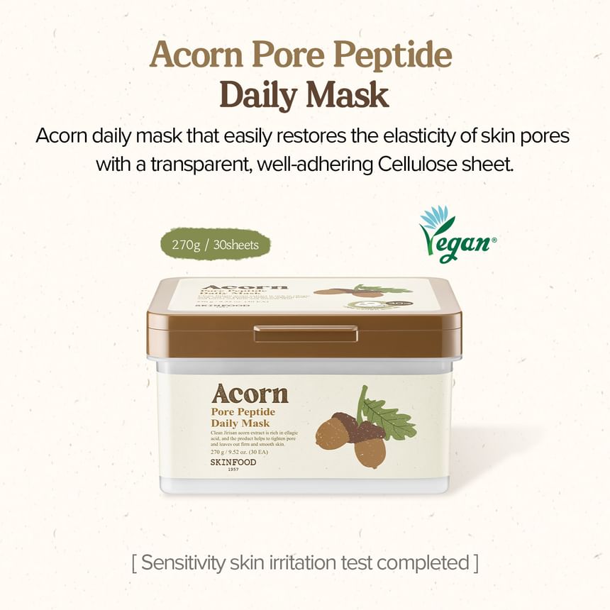 SKINFOOD - Acorn Pore Peptide Daily Mask, 30 sheets, 550 g, 8809032675512