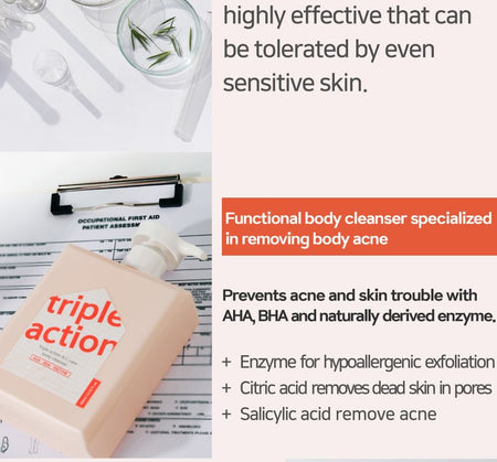 pong dang - Triple Action A.C Care Body Cleanser, 400ml, 500 g, 8809397750848