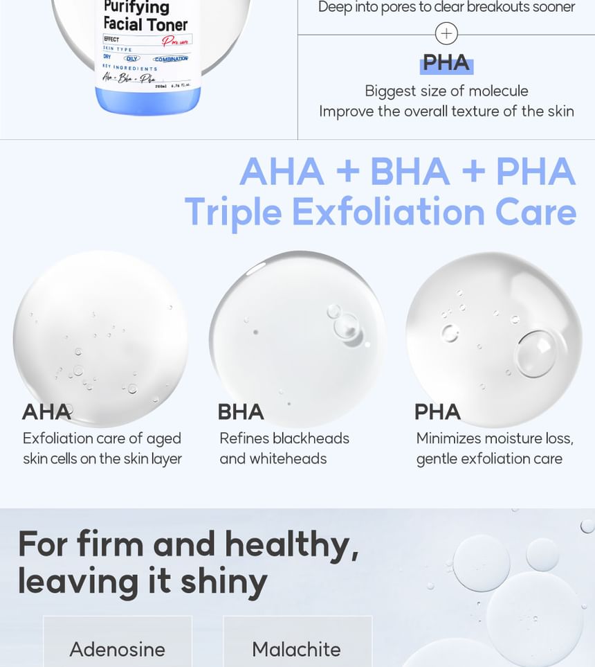 pong dang - AHA BHA PHA Purifying Facial Toner, 200ml, 270 g, 8809397750862