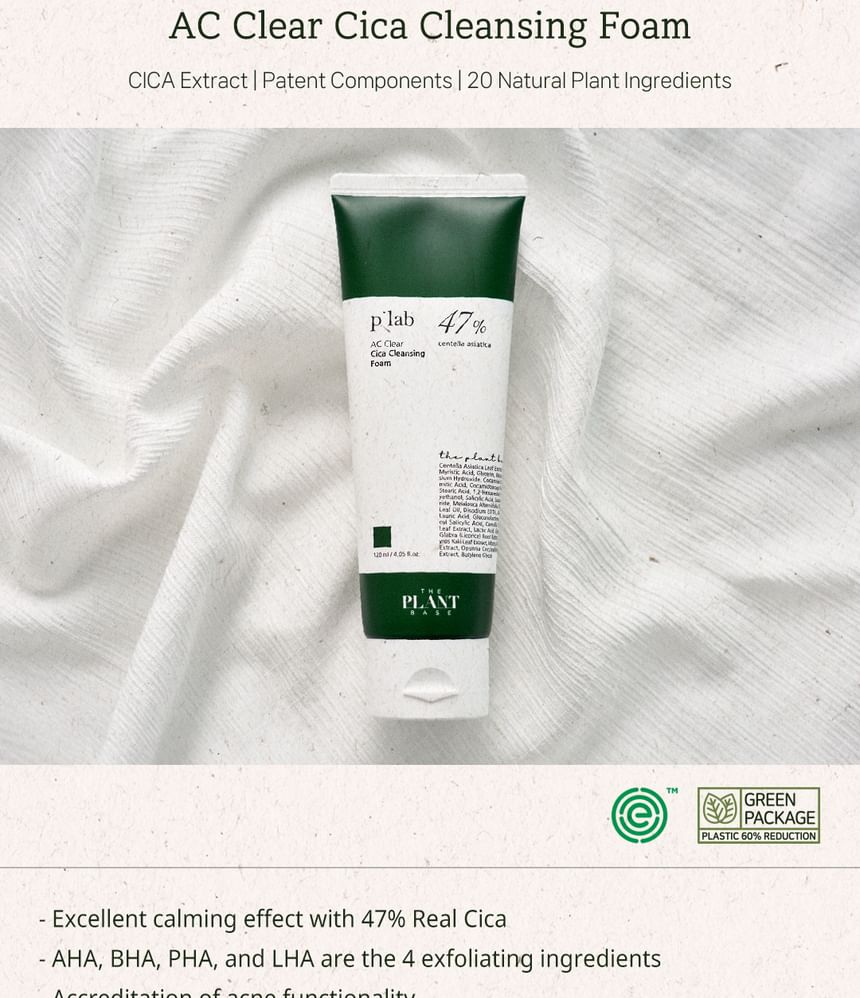 THE PLANT BASE - AC Clear Cica Cleansing Foam, 120ml, 160 g, 8809035146934