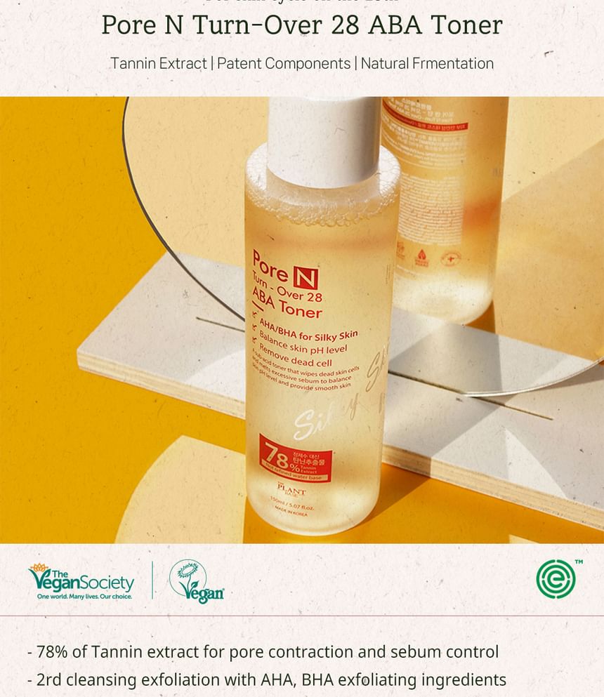 THE PLANT BASE - Pore N Turn-Over 28 ABA Toner, 150ml, 199 g, 8806135248865
