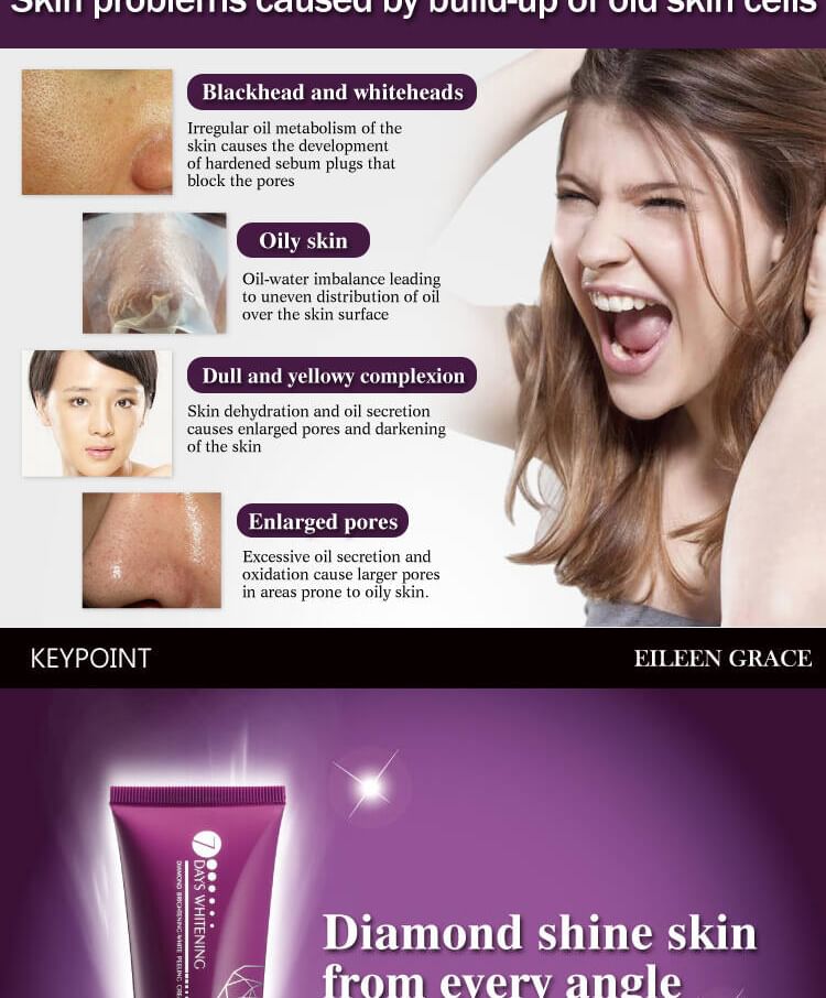 EILEEN GRACE - 7 Days Whitening Diamond Brightening-White Peeling Cream, 80ml, 140 g, 4717002592155