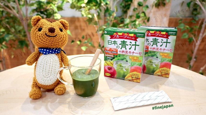 FINE JAPAN - Japanese Green + Nattokinase With Fruits Powder, 3g x 30, 154 g, 4976652016064