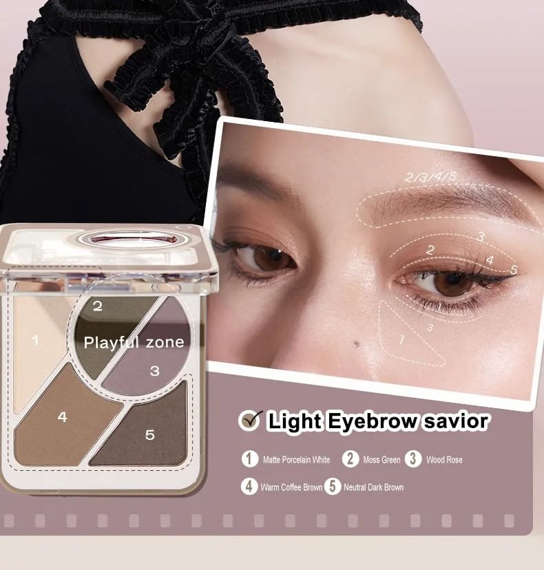 Judydoll - 5 Shades Eyebrow Palette - B01, #B01 - 4.5g, 50 g, 6975242809817