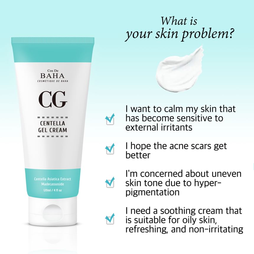 Cos De BAHA - CG Centella Gel Cream Jumbo, 120ml, 300 g, 8809240319178