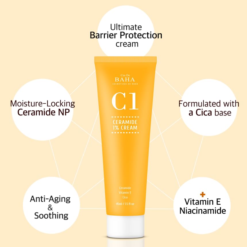 Cos De BAHA - C1 Ceramide 1% Cream, 45ml, 120 g, 8809240319239