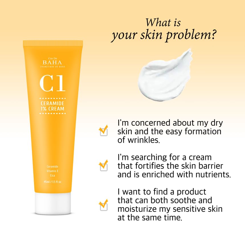 Cos De BAHA - C1 Ceramide 1% Cream, 45ml, 120 g, 8809240319239