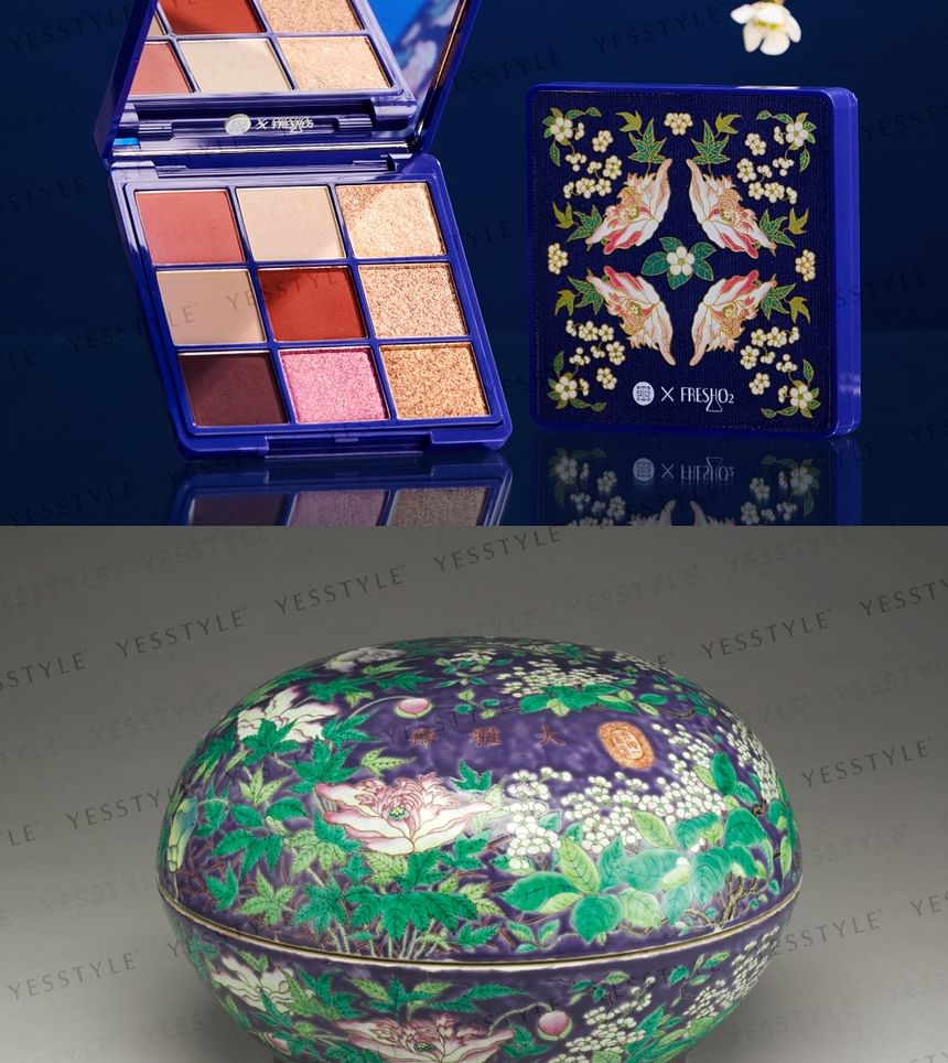 FreshO2 - Treasured Palace Museum Series Purple-Ground And Bird-And-Flower Motif 9 Shade Eyeshadow Palette, 1 pc, 280 g, 9903675000089