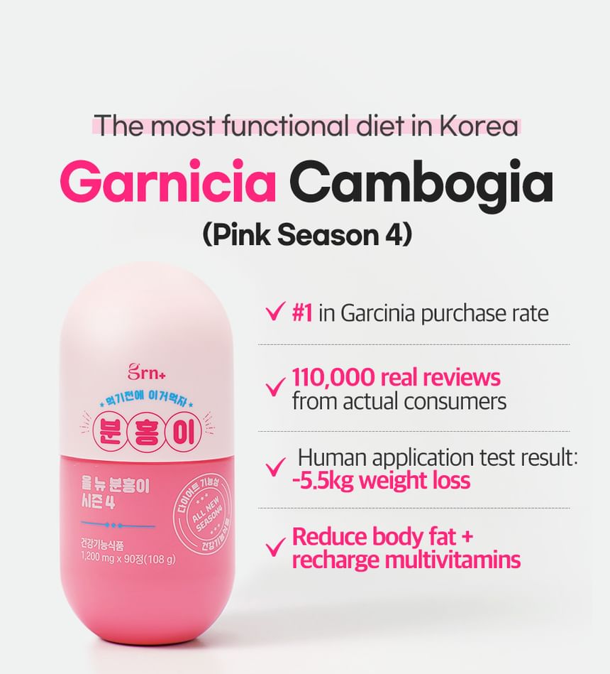 grn+ - All New Pink Garcinia Season 4, 1,200mg x 90 tablets, 187 g, 8809653321881