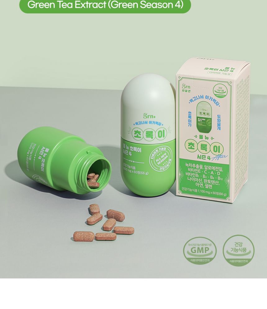 grn+ - Green Tea Extract (Green Season 4), 1100mg x 60 tablets, 145 g, 8809653321898